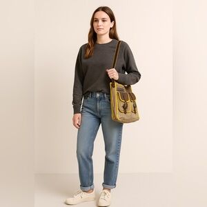 Vintage Gap Canvas & Leather Yellow Accents Tote Bag Heavy Duty GUC